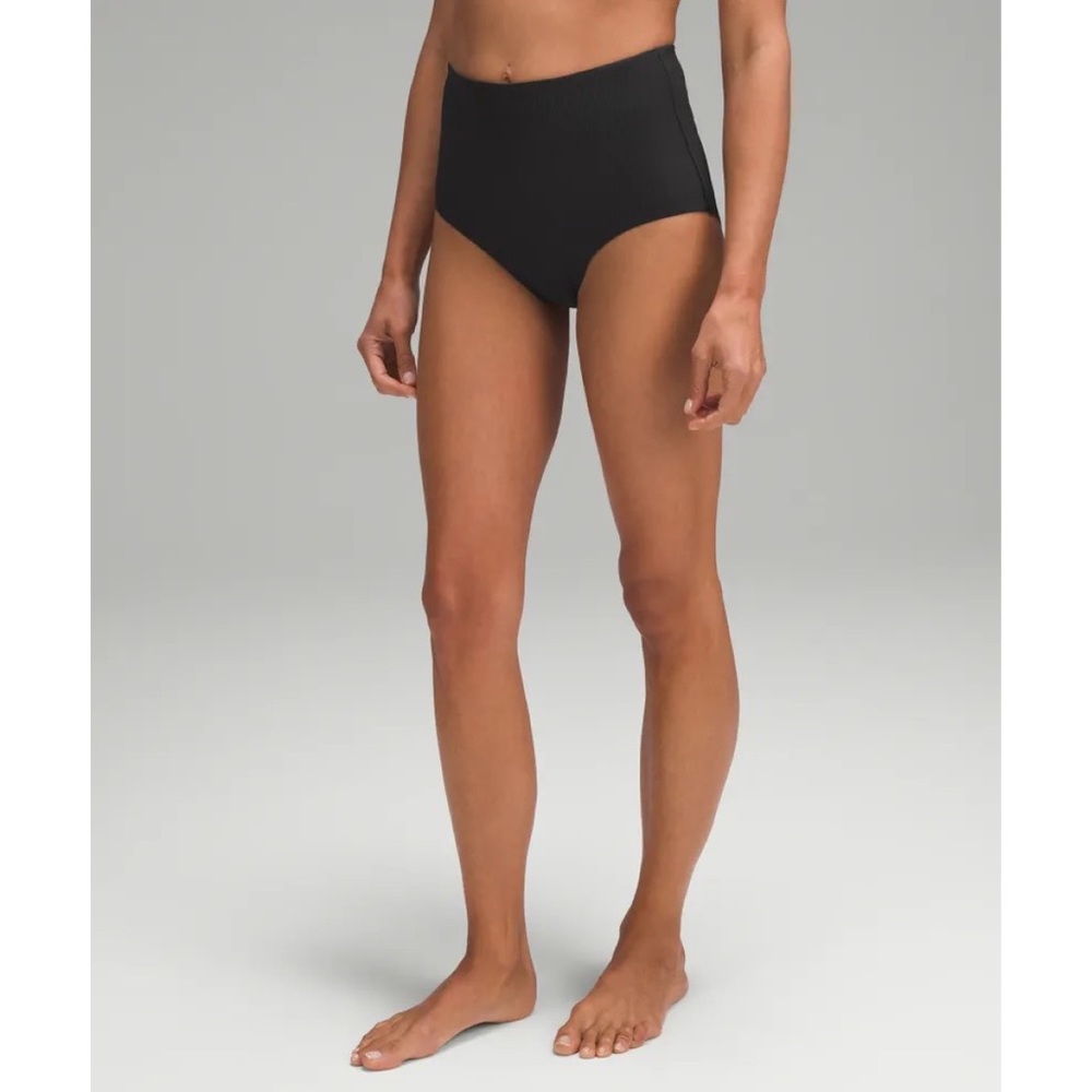 *Discontinued* Brand New Lululemon Ribbed High-Waist Swim Bottoms in Black
